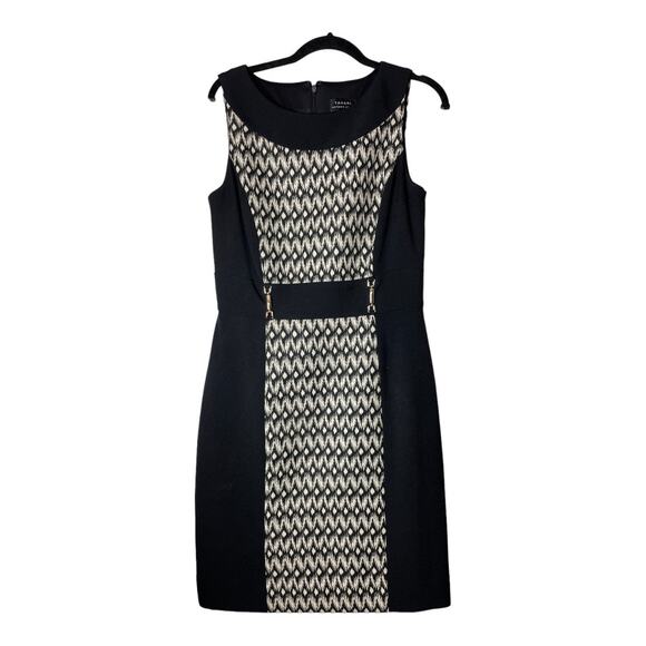 Tahari Arthur S Levine Black Sheath Dress 6 Career Professional Diamond Print - Picture 1 of 6